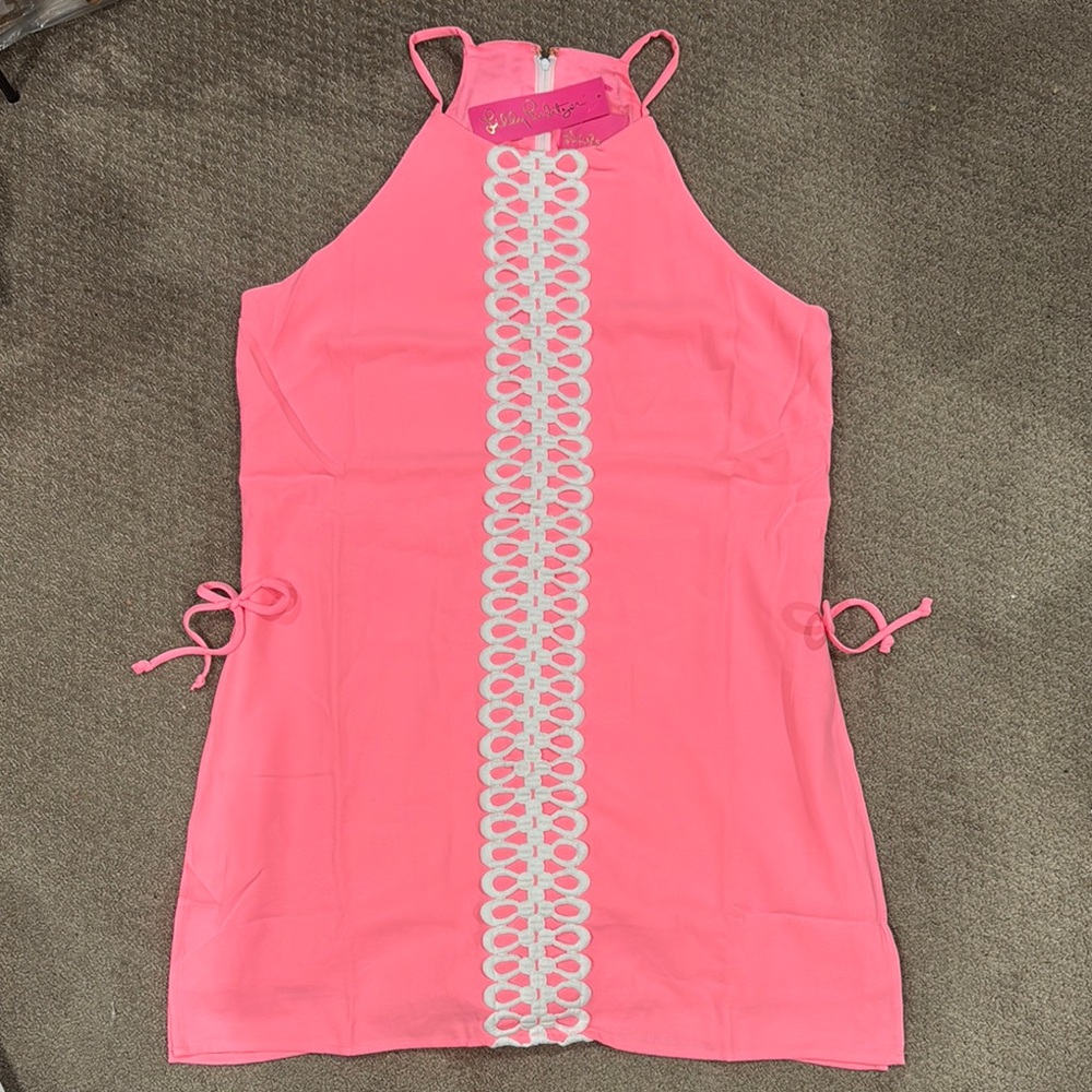 Lilly Pulitzer Vibrant Pink Dress with White Lace Accent Size 16 NWT